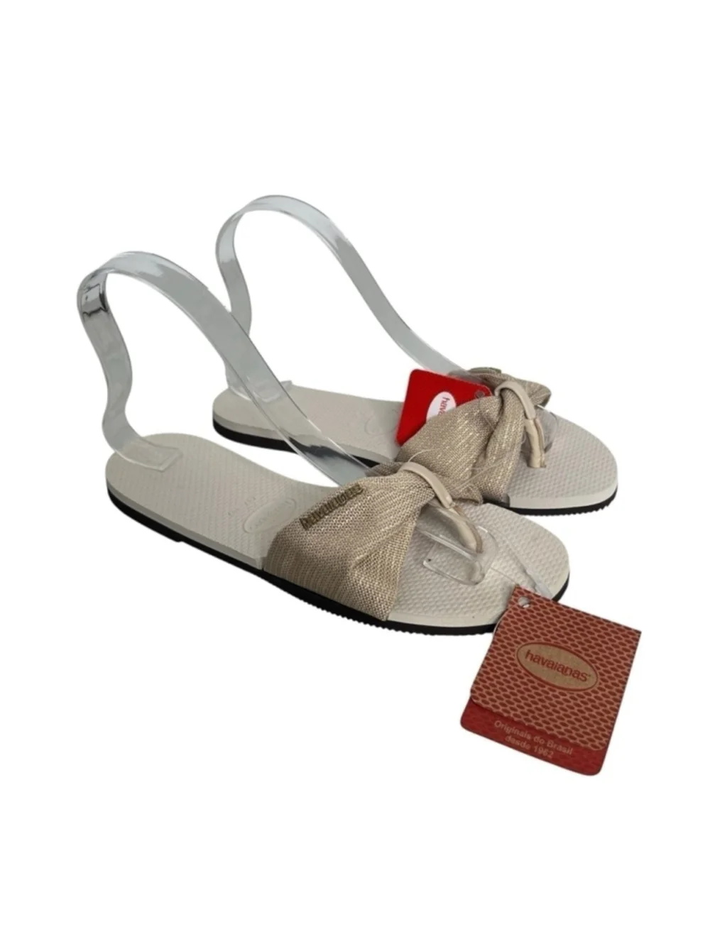 Havaianas You St. Tropez Metallic Shine Sandals Flip Flops Beige Women's 7/8